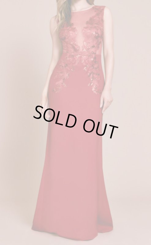 画像3: 期間限定セール！Tadashi Shoji タダシショージ  SHYAM ケープ付きロングドレス　レッド (3)