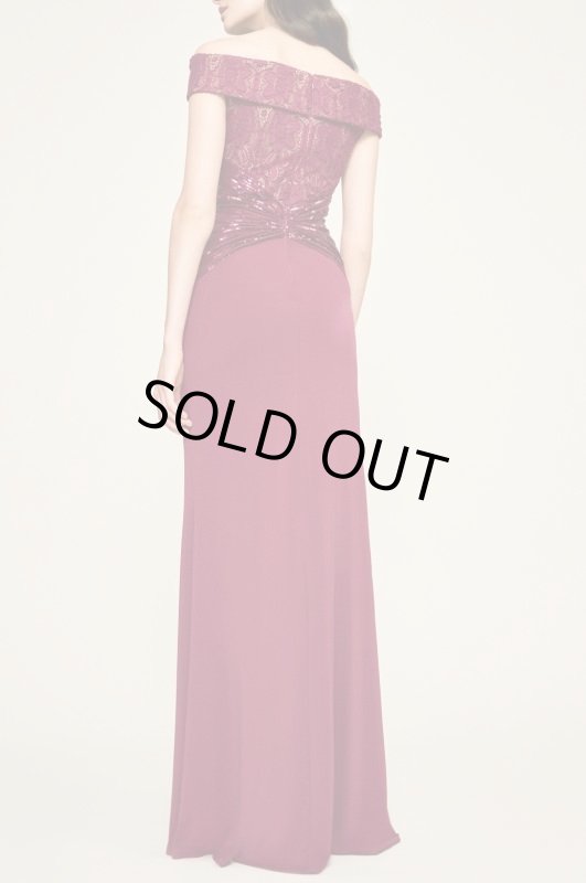 画像2: 期間限定セール！Tadashi Shoji タダシショージ  AURELIA JERSEY GOWN レッド、パープル系 (2)
