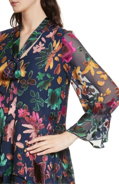 画像3: Alice + Olivia アリスアンドオリビア  Moore Dress ネイビーマルチ (3)