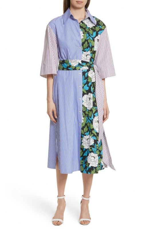 画像5: 訳あり品【コンフィデンスマンJP、長澤まさみさん着用】Diane von Furstenberg　ダイアンフォンファステンバーグ　ミックスプリントコットンシャツドレス  30405 (5)