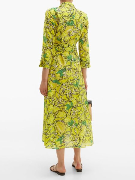 画像2: Diane von Furstenberg ダイアンフォンファステンバーグ レモン柄ラップドレス (2)