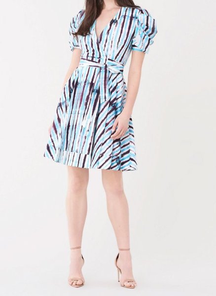 画像1: セール！【 Jenna Bush Hager愛用】Diane von Furstenberg　ダイアンフォンファステンバーグ　Indra Cotton Poplin Mini Wrap Dress (1)