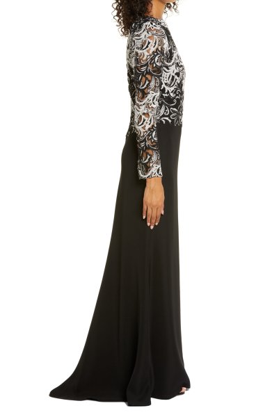 画像3: Tadashi Shoji  タダシショージ HEGAR Long Sleeve Gown ブラック (3)