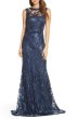 画像1: Tadashi Shoji タダシショージ  　Sequin Mesh Trumpet Gown ネイビー (1)