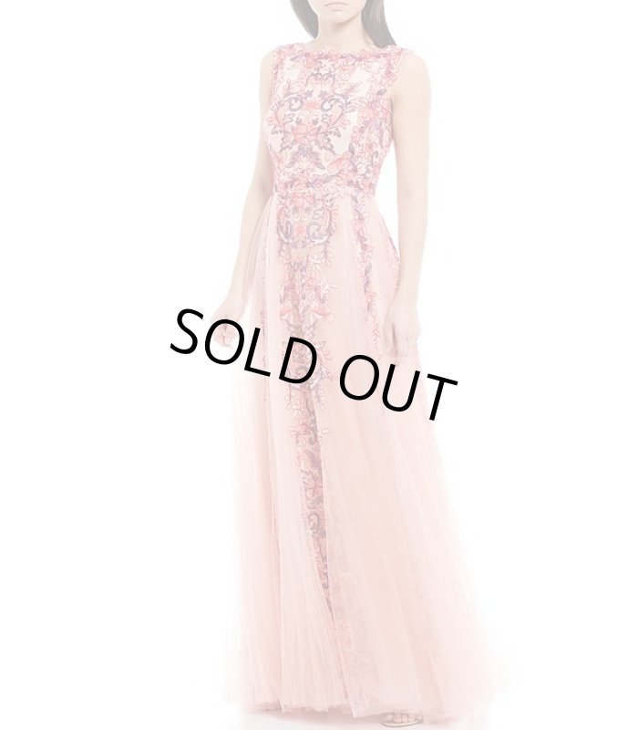 画像2: Tadashi Shoji  タダシショージ  Sleeveless Floral tulle Gown　ピンク (2)