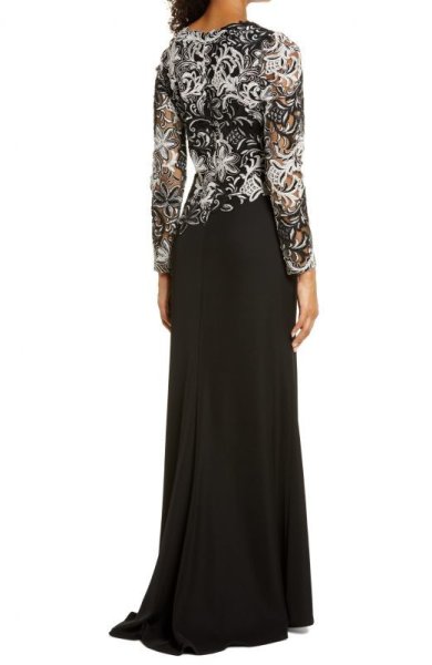 画像2: Tadashi Shoji  タダシショージ HEGAR Long Sleeve Gown ブラック (2)