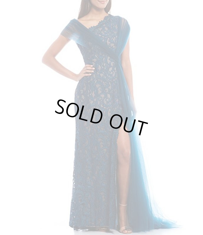 画像1: セール！【アンミカさん着用】Tadashi Shoji タダシショージ  Draped Evening Gown　ブルー、グリーン系 (1)