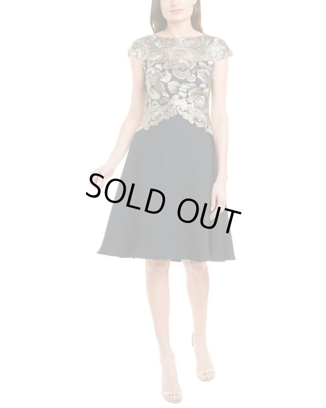 画像1: Tadashi Shoji  タダシショージ　Nerine Aラインドレス  ネイビー系 (1)