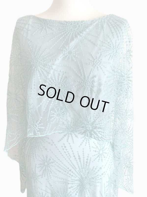画像4: 再販売！【長澤まさみさん、高島礼子さん着用】Tadashi Shoji タダシショージ　Embroidered Cape Gown　ブルー系  61201 (4)