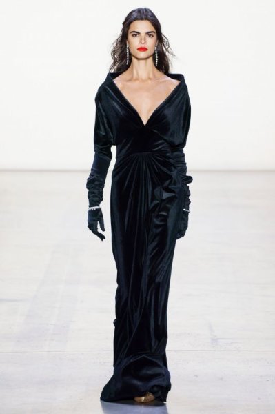 画像3: セール!Tadashi Shoji  タダシショージ ベルベットイブニングドレス ブラック (3)