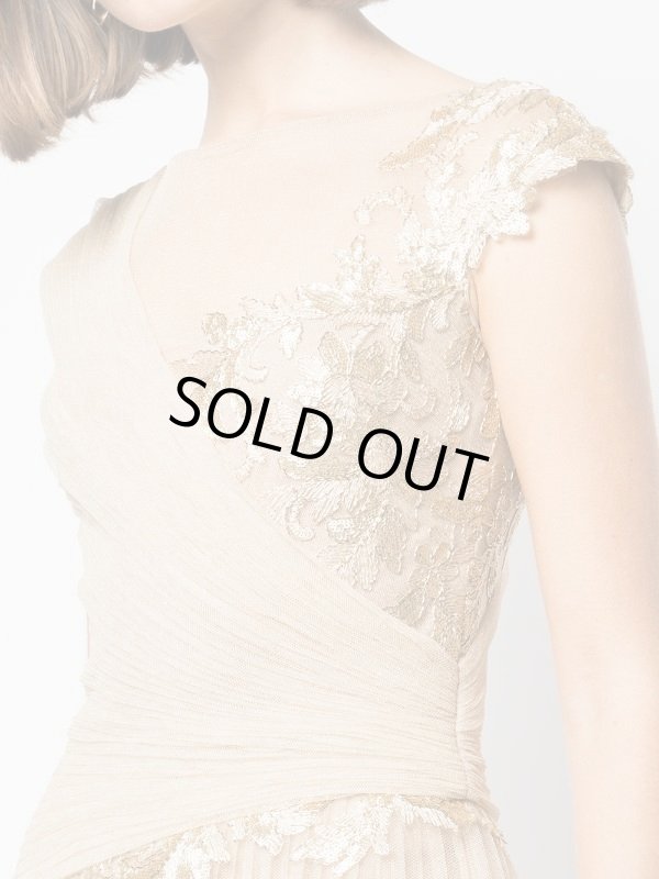 画像4: 再販売セール！【朝比奈彩さん、有村実樹さん着用】Tadashi Shoji タダシショージ  SOVANN　刺繍チュールドレス　ゴールド系、ベージュ (4)