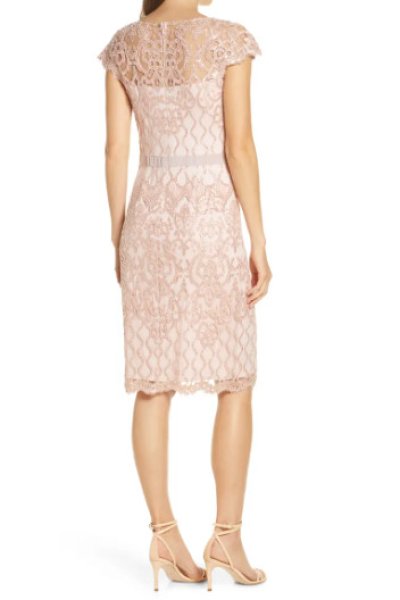 画像2: Tadashi Shoji  タダシショージ スパンコールレースシースドレス  ピンク系 (2)