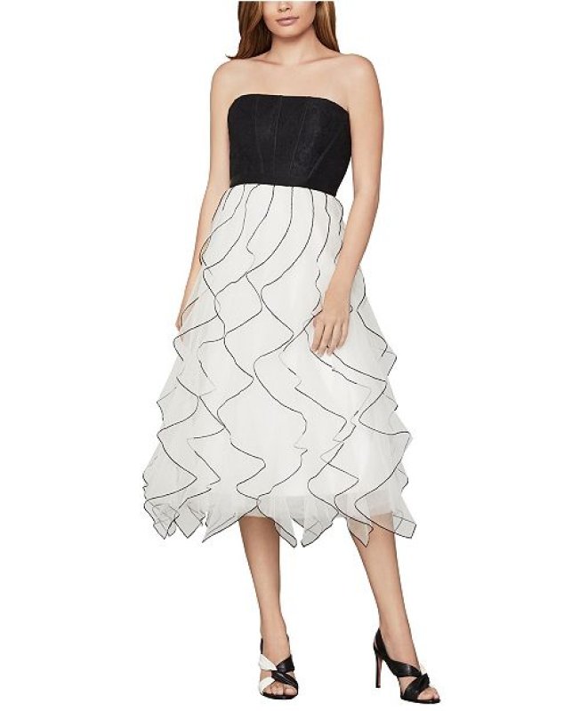 画像1: 【ドラマ使用】BCBGMAXAZRIA　ストラップレスラッフルドレス (1)