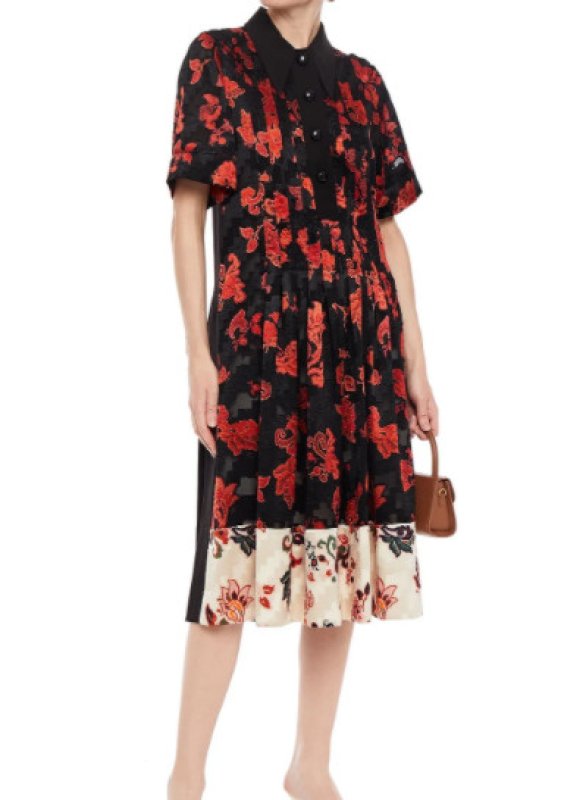 画像1: 【コンフィデンスマンJP、長澤まさみさん着用】Tory Burch トリーバーチ 花柄 devore dress  03271 (1)