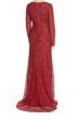 画像2: Adrianna Papell アドリアナパペル　Long Sleeve Beaded Evening Gown　レッド系 (2)