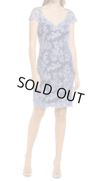 画像1: Tadashi Shoji  タダシショージ　Corded Lace Sheath Dress  ブルー系 (1)