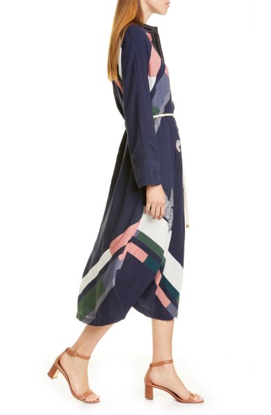 画像2: 【滝川クリステルさん着用】Tory Burch トリーバーチ ベルト付きプリントドレス (2)