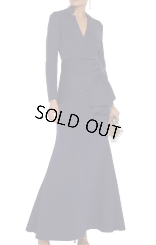 画像1: Badgley Mischka 　ドレープ入りロングドレス　ネイビー系 (1)