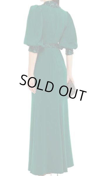 画像2: Badgley Mischka  スパンコールベルト付きロングドレス (2)