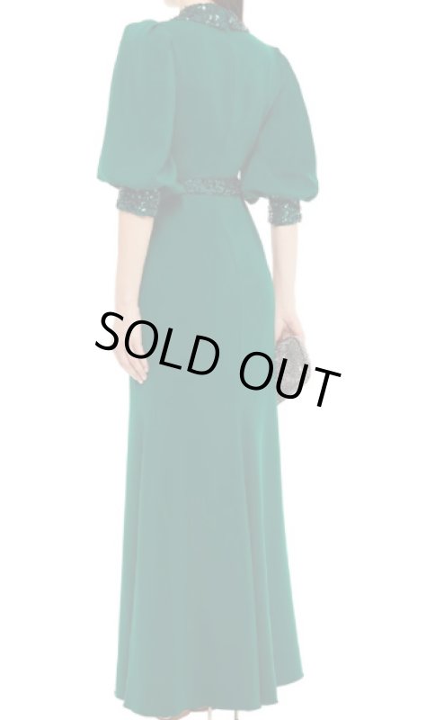 画像2: Badgley Mischka 　スパンコールベルト付きロングドレス (2)