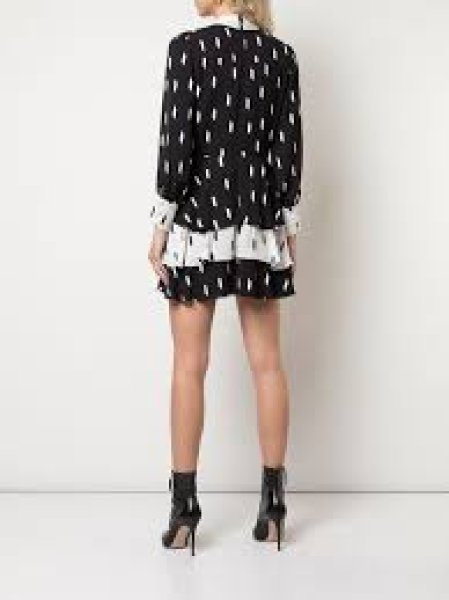画像2: Alice + Olivia アリスアンドオリビア Dasha Ruffle Tiered Dress ホワイト、ブラック (2)