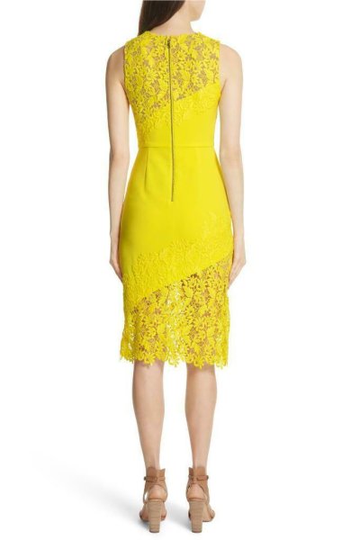 画像2: Alice + Olivia アリスアンドオリビア  Margy Sheath Dress イエロー  52502 (2)