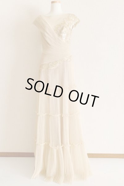 画像5: 再販売セール!【朝比奈彩さん、有村実樹さん着用】Tadashi Shoji タダシショージ  SOVANN 刺繍チュールドレス ゴールド系、ベージュ (5)