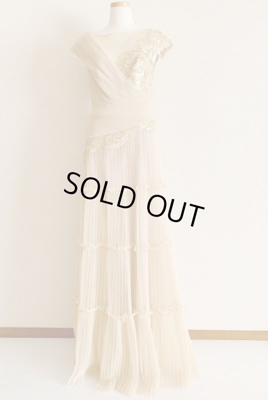 画像5: 再販売セール！【朝比奈彩さん、有村実樹さん着用】Tadashi Shoji タダシショージ  SOVANN　刺繍チュールドレス　ゴールド系、ベージュ (5)