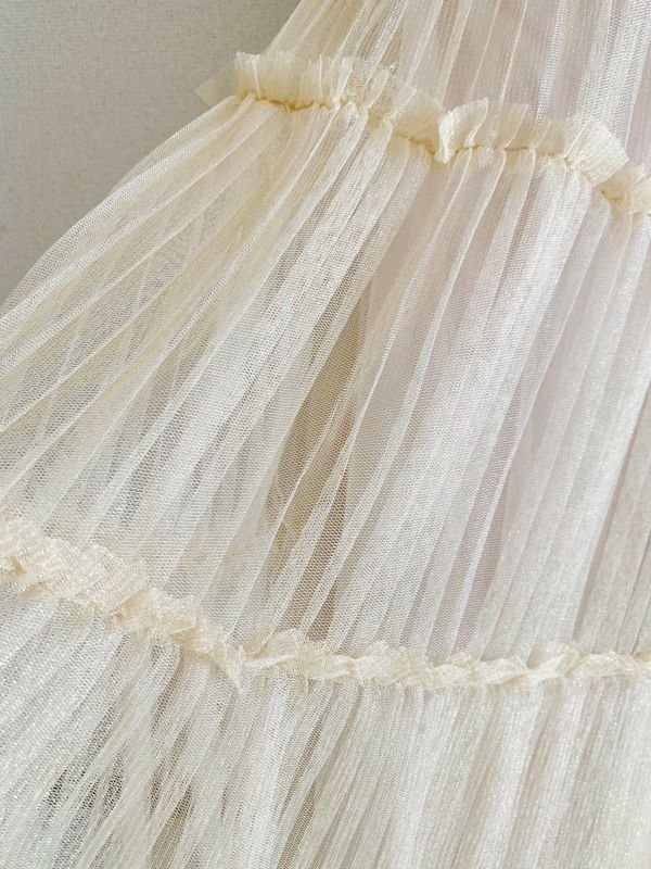 画像8: 再販売セール！【朝比奈彩さん、有村実樹さん着用】Tadashi Shoji タダシショージ  SOVANN　刺繍チュールドレス　ゴールド系、ベージュ (8)