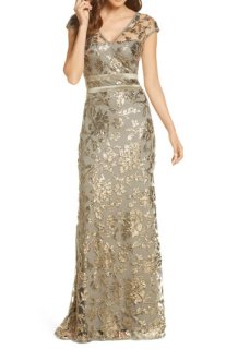 Tadashi Shoji タダシショージ レースイブニングドレス ピンク系