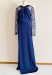 画像4: 限定セール！　Tadashi Shoji タダシショージ  Embroidered Mesh & Crepe Long Sleeve Gown ネイビー系 (4)