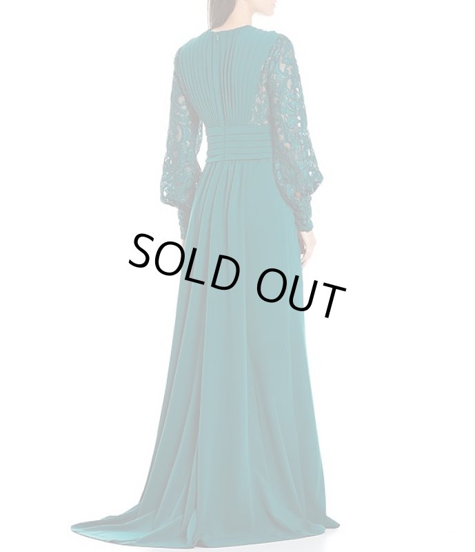 画像2: Tadashi Shoji  タダシショージ    FATMA CRISSCROSS DRAPED GOWN 　グリーン系 (2)