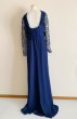 画像5: 限定セール！　Tadashi Shoji タダシショージ  Embroidered Mesh & Crepe Long Sleeve Gown ネイビー系 (5)