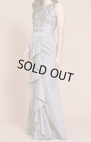 画像1: Tadashi Shoji  タダシショージ　DONOVAN スパンコールタフタロングドレス　グレー、シルバー系 (1)