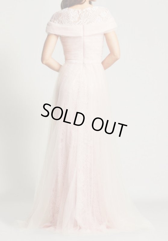 画像2: Tadashi Shoji  タダシショージ  KAYDA CROSSED TULLE GOWN ピンク系　 (2)