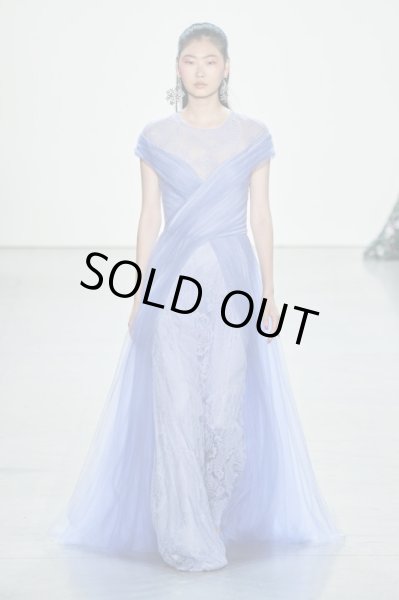 画像1: Tadashi Shoji  タダシショージ  KAYDA CROSSED TULLE GOWN ブルー、パープル系　 (1)