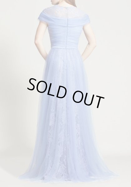 画像3: Tadashi Shoji  タダシショージ  KAYDA CROSSED TULLE GOWN ブルー、パープル系  (3)