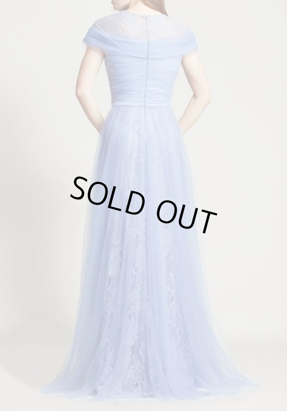 画像3: Tadashi Shoji  タダシショージ  KAYDA CROSSED TULLE GOWN ブルー、パープル系　 (3)