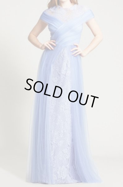 画像2: Tadashi Shoji  タダシショージ  KAYDA CROSSED TULLE GOWN ブルー、パープル系  (2)