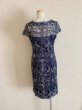 画像5: 【ドラマ「ConneXion」に衣装提供】Tadashi Shoji  タダシショージ Corded Embroidery on Tulle Cap Sleeve Dress　ネイビー・シルバー (5)