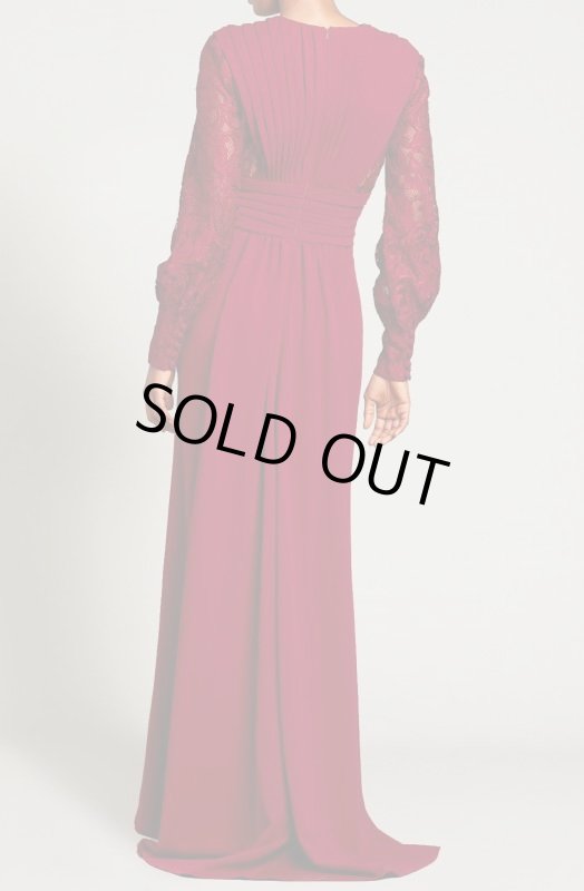 画像2: 再販売！【アンミカさん愛用】Tadashi Shoji  タダシショージ    FATMA CRISSCROSS DRAPED GOWN 　レッド系 (2)