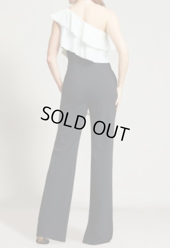 画像2: Tadashi Shoji  タダシショージ カラーブロックジャンプスーツ　ブラック、アイボリー系 (2)