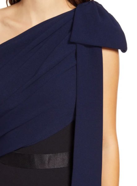 画像3: Tadashi Shoji タダシショージ   Two Tone One-Shoulder Cocktail Sheath Dress ネイビー、ブラック系 (3)