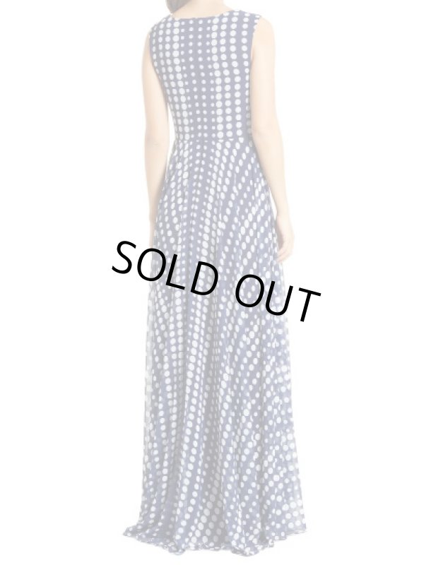 画像2: セール！Tadashi Shoji タダシショージ LUCINI  Mix Dot Print Sleeveless Chiffon Gown　ネイビー、ホワイト (2)
