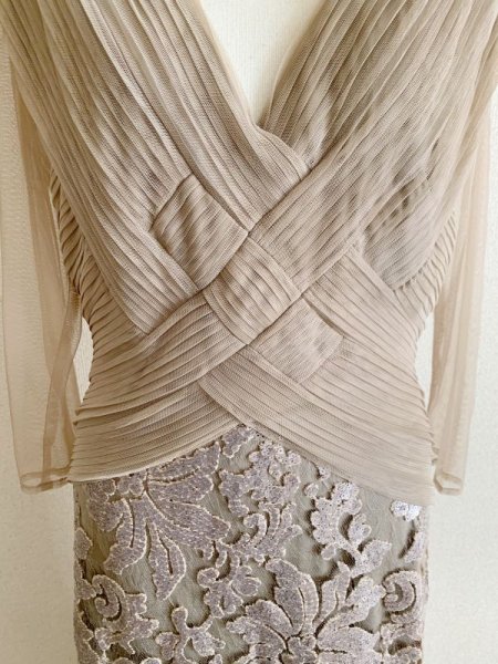 画像4: 【杉本彩さん着用】Tadashi Shoji  タダシショージ  Sequin Lace Gown SAND ベージュ系  10181 (4)