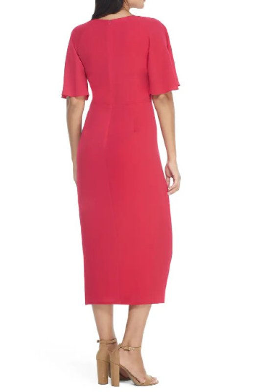 画像2: 【Jamie Yuccas愛用】Maggy London   Flutter Sleeve Faux Wrap Midi Dress (2)