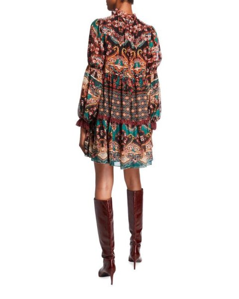 画像3: 【ケリークラークソン着用】Alice + Olivia アリスアンドオリビア  Marella Mockneck Paisley Shift Dress (3)