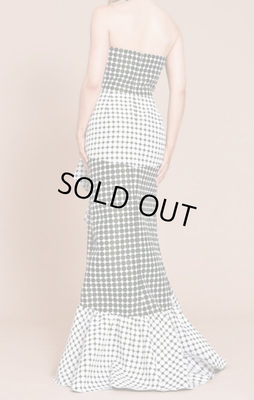 画像2: セール！【アンミカさん着用】Tadashi Shoji  タダシショージ 　Graham Jacquard Draped Gown ブラック、ホワイト系 (2)