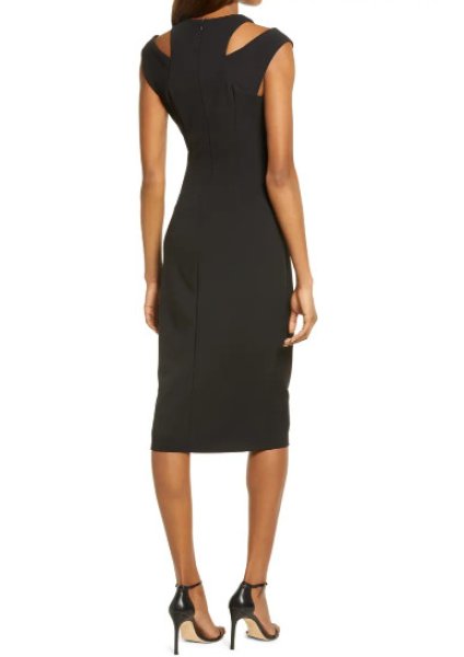 画像2: Tadashi Shoji  タダシショージ  Cold Shoulder Ruffle Crepe Dress ブラック (2)