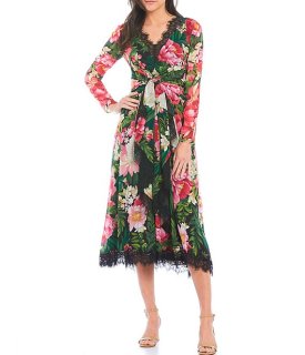 Tadashi Shoji タダシショージ FATIHA 花柄レース&シフォンドレス